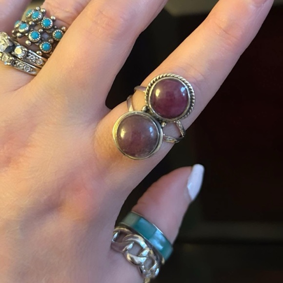 Lepidolite Purple Stone Women's sterling silver Ring - Picture 5 of 7